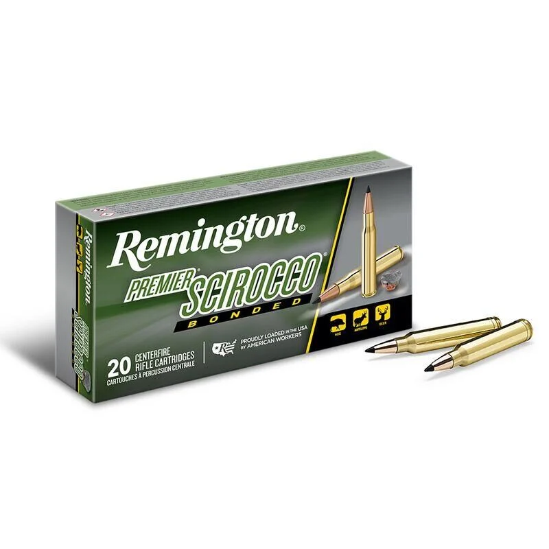 Remington Premier Scirocco Rifle Ammunition 30-06 Springfield 150 gr PT 2910 fps 20/ct 1 Remington Premier Scirocco Rifle Ammunition 30-06 Springfield 150 gr PT 2910 fps 20/ct
