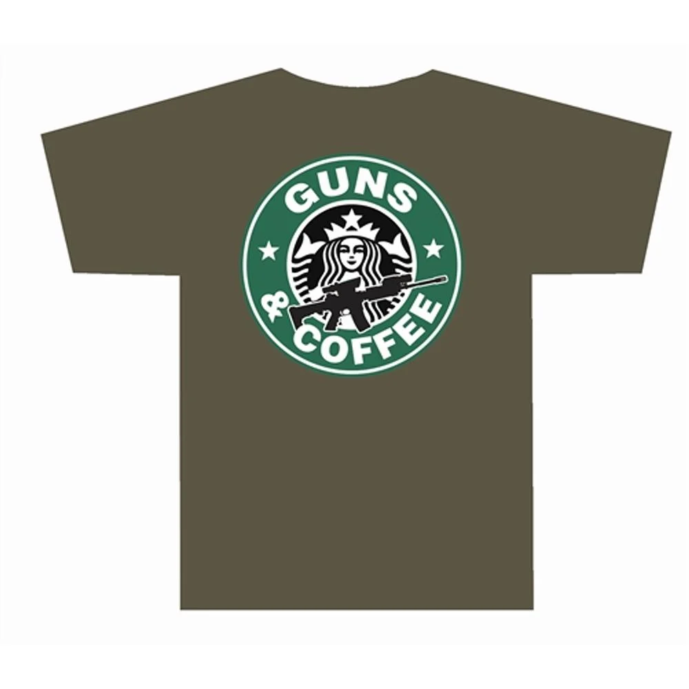 Tuff Products Guns and Coffee Short Sleeve Shirt OD Green 2XL 1 Tuff Products Guns and Coffee Short Sleeve Shirt OD Green 2XL