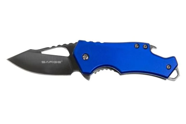 Sarge Knives Blue Fuse- Blue Pocket Knife & Bottle Opener 1 Sarge Knives Blue Fuse- Blue Pocket Knife & Bottle Opener