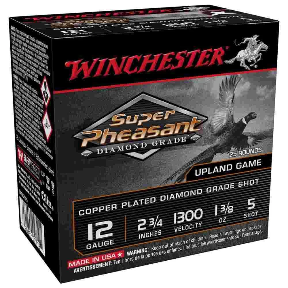 Winchester Super Pheasant Diamond Grade Shotshells 12 ga 2-3/4" 1-3/8 oz 1300 fps #5 25/ct 1 Winchester Super Pheasant Diamond Grade Shotshells 12 ga 2-3/4" 1-3/8 oz 1300 fps #5 25/ct