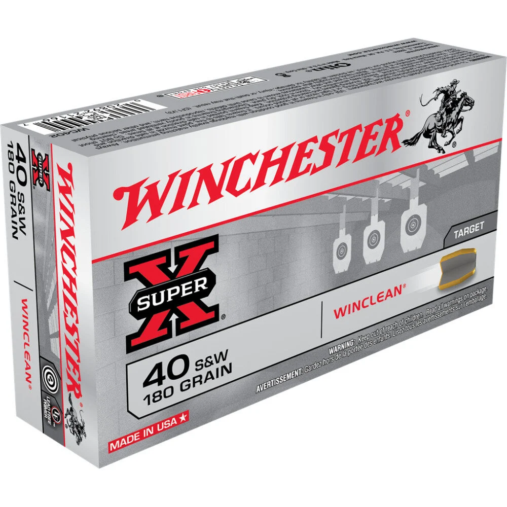 Winchester Super X WinClean Handgun Ammunition .40 S&W 180 gr. JSP 990 fps 50/ct 1 Winchester Super X WinClean Handgun Ammunition .40 S&W 180 gr. JSP 990 fps 50/ct