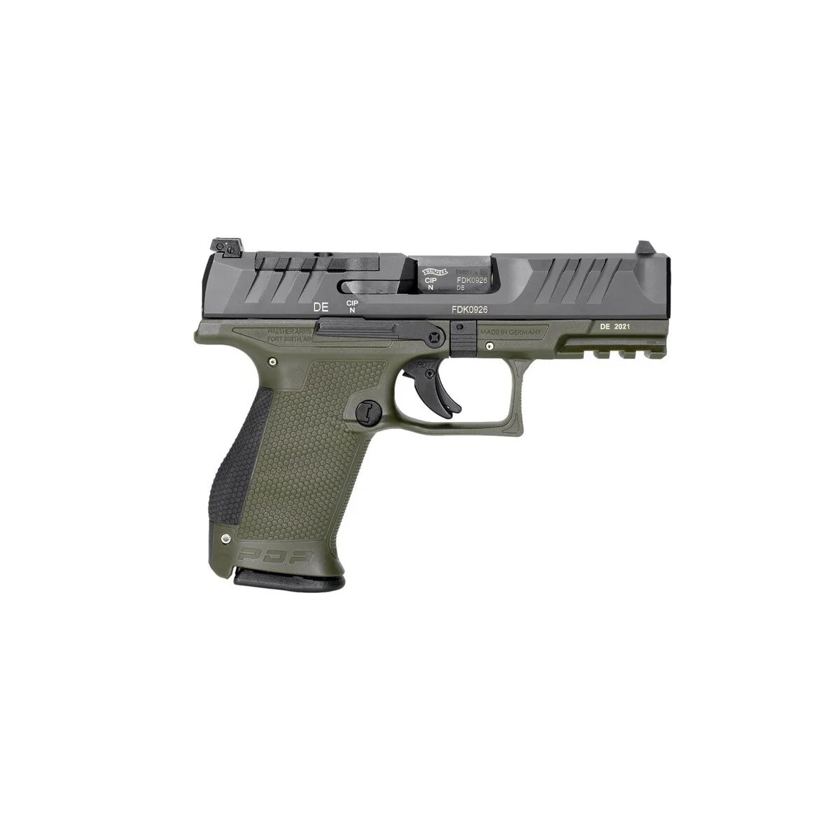 Walther Optic Ready PDP Compact Handgun 9mm Luger 15rd Magazine 4" Barrel Two Tone Green 1 Walther Optic Ready PDP Compact Handgun 9mm Luger 15rd Magazine 4" Barrel Two Tone Green