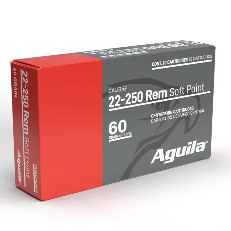 Aguila Ammunition 22-250 Rem Rifle Ammo - 60 Grain | Soft Point | 20rd Box 1 Aguila Ammunition 22-250 Rem Rifle Ammo - 60 Grain | Soft Point | 20rd Box