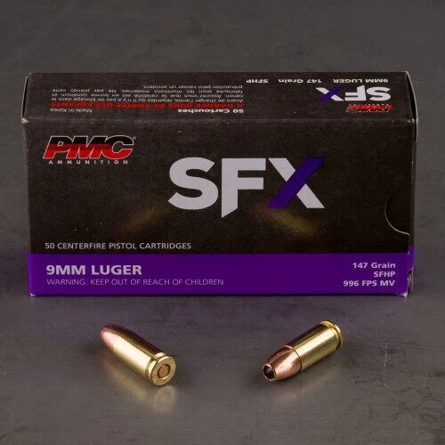 PMC SFX 9mm Luger Handgun Ammo - 147 Grain | SFHP | 50rd Box 1 PMC SFX 9mm Luger Handgun Ammo - 147 Grain | SFHP | 50rd Box