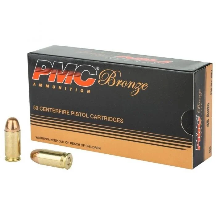 PMC Bronze .45 ACP Handgun Ammo - 230 Grain | FMJ | 50rd Box 1 PMC Bronze .45 ACP Handgun Ammo - 230 Grain | FMJ | 50rd Box