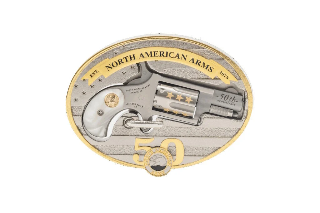 NORTH AMERICAN ARMS MINI 22LR REV 50TH ANIV BUCKLE 1 NORTH AMERICAN ARMS MINI 22LR REV 50TH ANIV BUCKLE